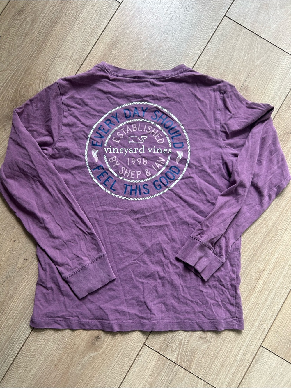 Vineyard Vines Purple Long Sleeve Tee - Logo Back Graphic